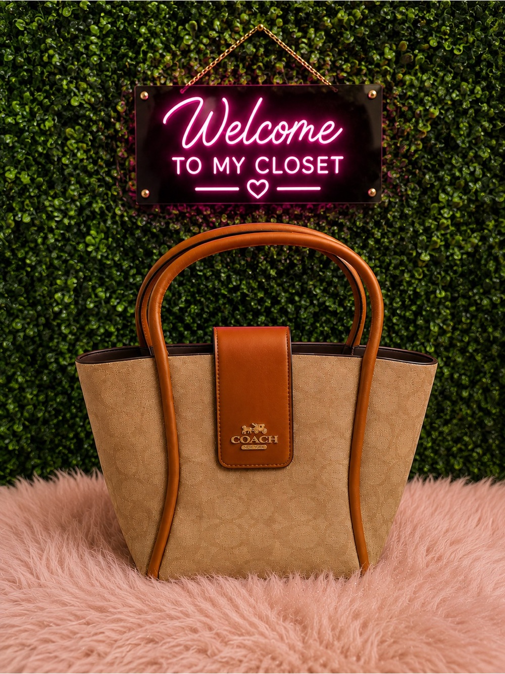Inspired Tan and Brown Signature Tote